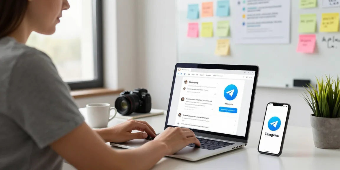 Engaging user utilizing Telegram Web Version in a modern office environment.